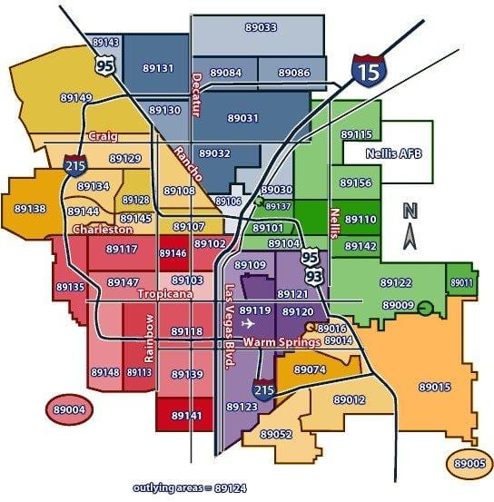 Las Vegas mapa coa zip codes
