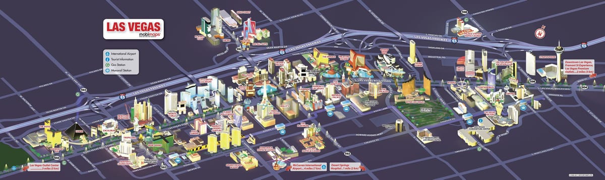 mapa turístico de Las Vegas strip