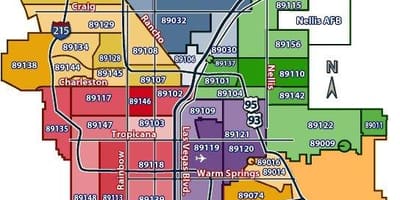 Las Vegas mapa coa zip codes